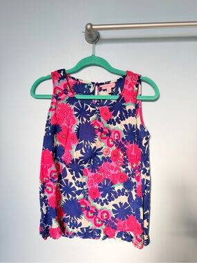 Lilly Pulitzer Billie Floral Ruffle Hem Sleeveless Top Size 4